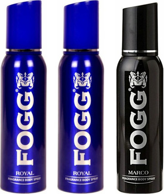 

Fogg 2 Royal and 1 Marco Deodorant Combo Pack of 3 Body Spray - For Men(360 ml, Pack of 3)
