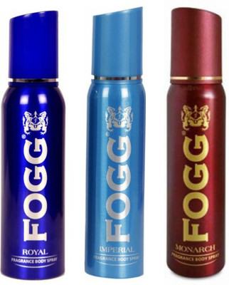 

Fogg 1 Royal and 1 Imperial and 1 Monarch Deodorant Combo Pack of 3 Body Spray - For Men(360 ml, Pack of 3)