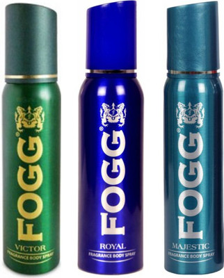 

Fogg 1 Victor and 1 Royal and 1 Majestic Deodorant Combo Pack of 3 Body Spray - For Men(360 ml, Pack of 3)