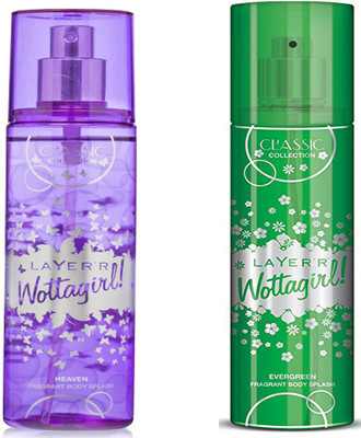 

LAYERR WOTTAGIRL EVERGREEN FRAGRANT BODY SPLASH + WOTTAGIRL HEAVEN FRAGRANT BODY SPLASH Body Spray - For Women(135 ml, Pack of 2)