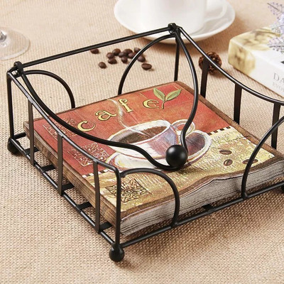 

Onlineshoppee 1 Compartments Wrought Iron Tissue Paper Holder(Black)