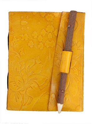 echoindia A5 Diary(Handicrafts leather diary, Yellow)
