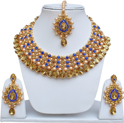 Lucky Jewellery Alloy Gold-plated Blue Jewellery Set(Pack of 1)