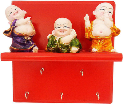 

eRunners Three Laughing Buchha with 5 Key Chain Showpiece cum Home Décor cum Gift 01 Key Chain