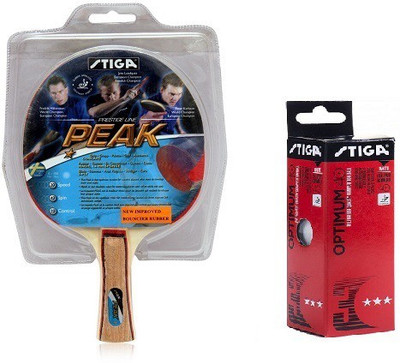 

Stiga Combo of Two , One 'Peak' Table Tennis Racquet and One 'Optimum 40+' Ping Pong Ball box- Table Tennis Kit
