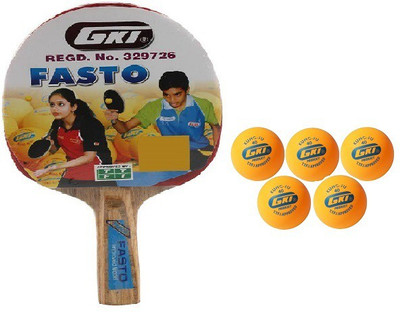 

GKI Combo of Two, One 'Fasto' table tennis racquet and Five 'KUNG FU' Ping Pong Balls- Table Tennis Kit