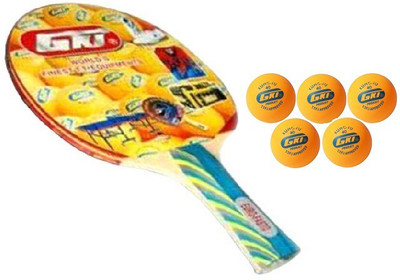 

GKI Combo of Two, One 'Euro Fasto' table tennis racquet and Five 'KUNG FU' Ping Pong Balls- Table Tennis Kit