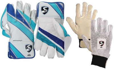 

SG Combo of two, one pair of 'Hillite' Wicket Keeping Gloves and one pair of 'Test' Inner Gloves (Men's) (Color On Availability)- Cricket Kit