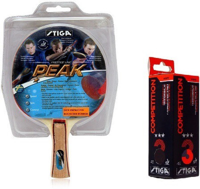 

Stiga Combo of Two , One 'Peak' Table Tennis Racquet and One 'Competition' Ping Pong Ball box- Table Tennis Kit