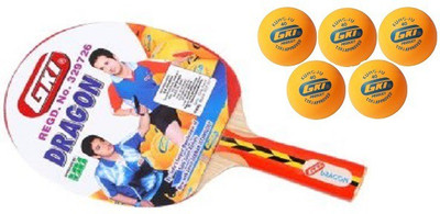 

GKI Combo of Two, One 'Dragon' table tennis racquet and Five 'KUNG FU' Ping Pong Balls- Table Tennis Kit