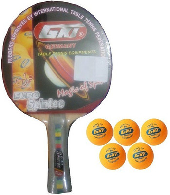 

GKI Combo of Two, One 'Euro Spintec' table tennis racquet and Five 'KUNG FU' Ping Pong Balls- Table Tennis Kit