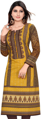 

Prerna Fashions Casual Printed Women's Kurti(Gold, Brown), Brown;gold