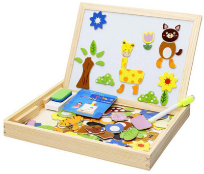 

navkar Magnetic Jigsaw Puzzle Two-Sided Whiteboard & Blackboard Educational Wooden Toy(Multicolor)