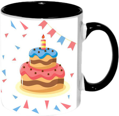 

Ashvah Happy Birthday 1524 Ceramic Mug(350 ml), Black