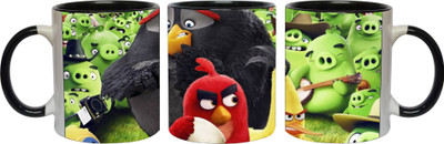 

Ashvah Angry Birds 1543 Ceramic Mug(350 ml), Black
