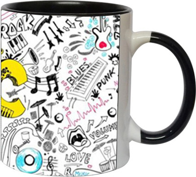 

Ashvah Music Ceramic Mug(350 ml), Black