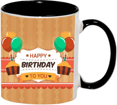

Ashvah Happy Birthday 1564 Ceramic Mug(350 ml), Black