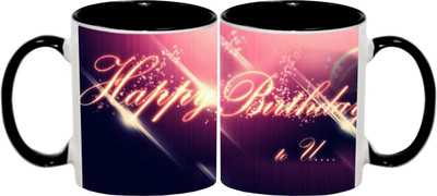 

Ashvah Happy Birthday 1591 Ceramic Mug(350 ml), Black