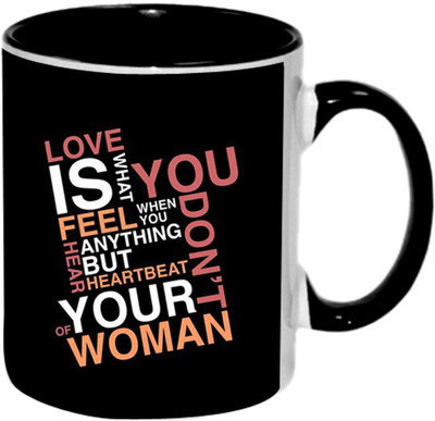 

Ashvah Love Is Feel Ceramic Mug(350 ml), Black