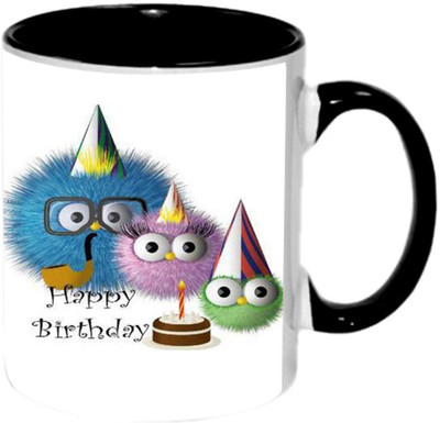 

Ashvah Happy Birthday 1429 Ceramic Mug(350 ml), Black