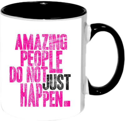 Ashvah Amazing People Ceramic Mug(350 ml), Black
