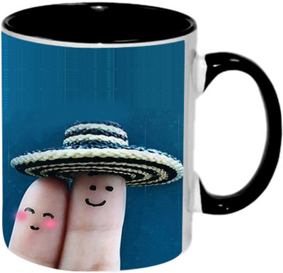 

Ashvah Smile Ceramic Mug(350 ml), Black