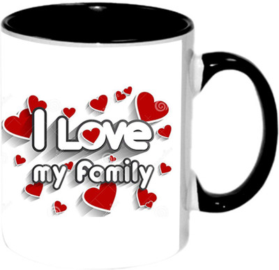 

Ashvah Love My Family Ceramic Mug(350 ml), Black