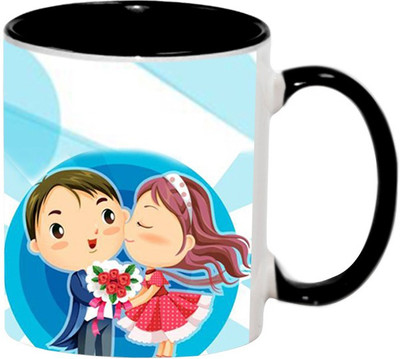 Ashvah Happy Anniversary Ceramic Mug(350 ml), Black