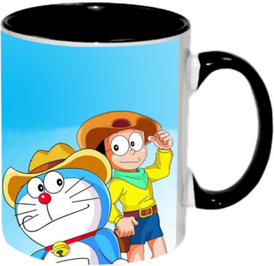 

Ashvah Doraemon Cartoon 1413 Ceramic Mug(350 ml), Black