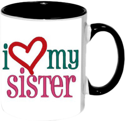 

Ashvah Love My Sister Ceramic Mug(350 ml), Black