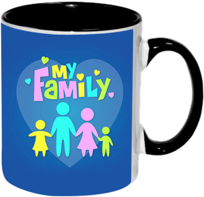 Ashvah My Happy Family Ceramic Mug(350 ml), Black