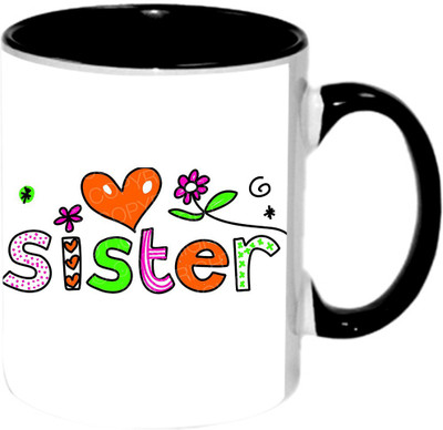 

Ashvah Love Sister Ceramic Mug(350 ml), Black