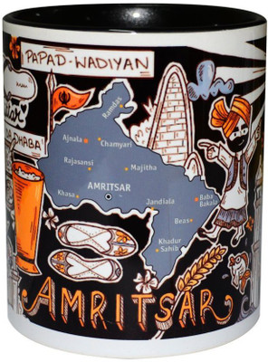 

Mapsofindia Amritsar Premium Coffee Ceramic-9.5cm*8.2cm Ceramic (350 ml) Ceramic Mug(350 ml), Black;white