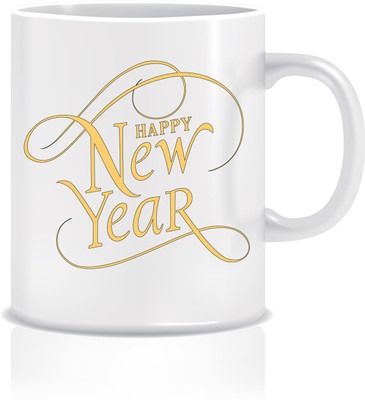 

Everyday Desire Happy New Year Printed Ceramic Coffee Tea ED297 Ceramic Mug(300 ml), Multicolor