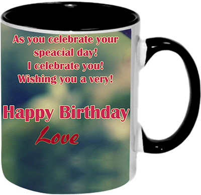

Ashvah Happy Birthday Love Ceramic Mug(350 ml), Black