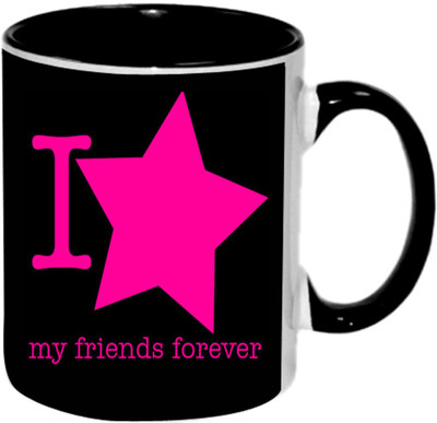 Ashvah Friends Forever 1442 Ceramic Mug(350 ml), Black