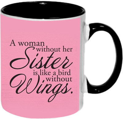 

Ashvah Women Without Her Sister Ceramic Mug(350 ml), Black