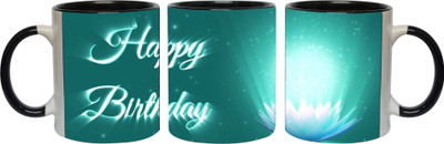 

Ashvah Happy Birthday 1516 Ceramic Mug(350 ml, Pack of 3), Black