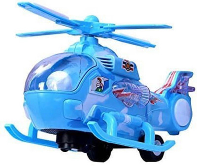 

P17 collection Musical Force Helicopter Toy, Bump and Go Action, Lights and Music(Blue)