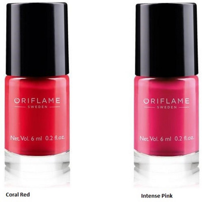

Oriflame Sweden Pure Colour Mini Nail Polish Coral Red, Intense Pink(Pack of 2)