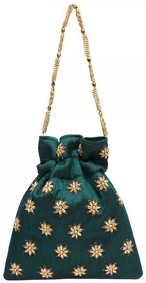 

Vdesi Gold flower potli Potli(Green)