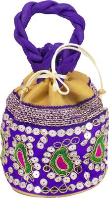 

Bagaholics Ethnic Silk Potli Batwa Pouch Bag Potli(Purple)