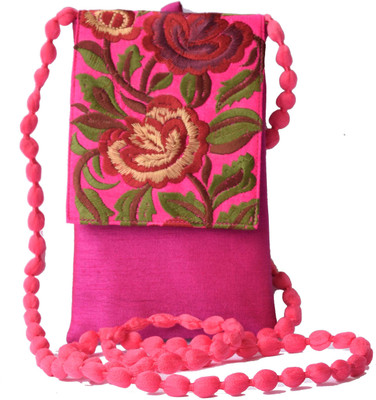 

Mahadev Exports Women Casual Pink Silk Sling Bag