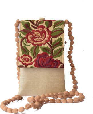 

Mahadev Exports Women Casual Beige Silk Sling Bag