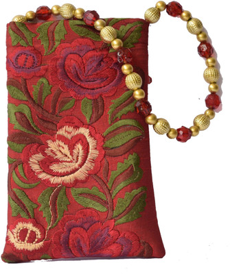 

Mahadev Exports Embroidered Mobile Pouch with Handle Mobile Pouch(Maroon)