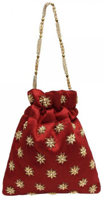 

Vdesi Gold flower potli Potli(Maroon)