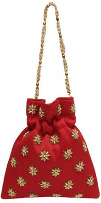 

Vdesi Gold flower potli Potli(Red)