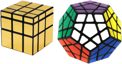

Emob Magic Rubik Gold Mirror & Megaminx Cube Combo Puzzle Cube Brainstorming Game Toy With Black Base & Neon Color(2 Pieces)