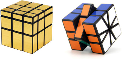 

Emob Magic Rubik Gold Mirror & Square-1 Cube Combo Puzzle Cube Brainstorming Game Toy With Black Base & Neon Color(2 Pieces)
