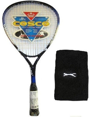 

Cosco Combo of Two, One 'TOURNAMENT' Squash Racquet and one 'Panther' Wrist Band- Black Strung Squash Racquet(Standard, 90 g)